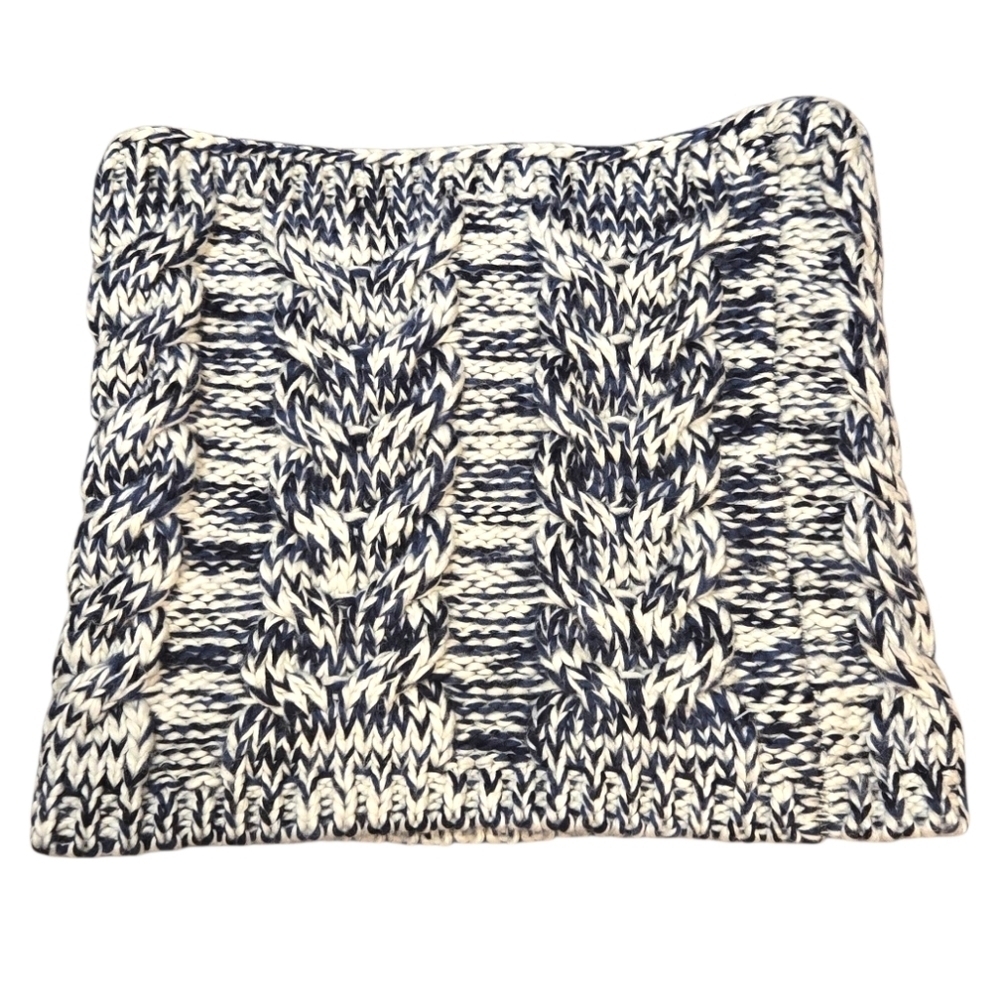 Gap White Navy Blue Chunky Cable Knit Cowl Scarf One Size NWT